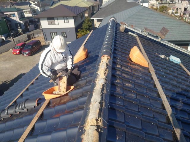 明石市の劣化していた棟瓦